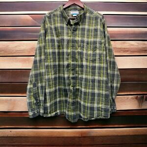 Columbia Men's 2XL Green Plaid Button Down Long Sleeve Shirt